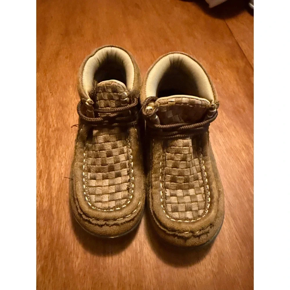 Twister Kids Brown Basketweave Faux Suede Chukka Boots Size 9 Toddler